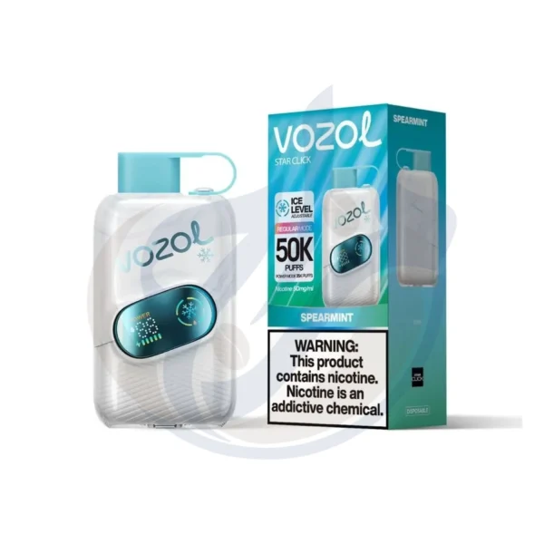 Vozol Star Click 50K Super Cool Spearmint Disposable تشكيلة الفيب الفاخرة من متجر المزاج El Mazaj