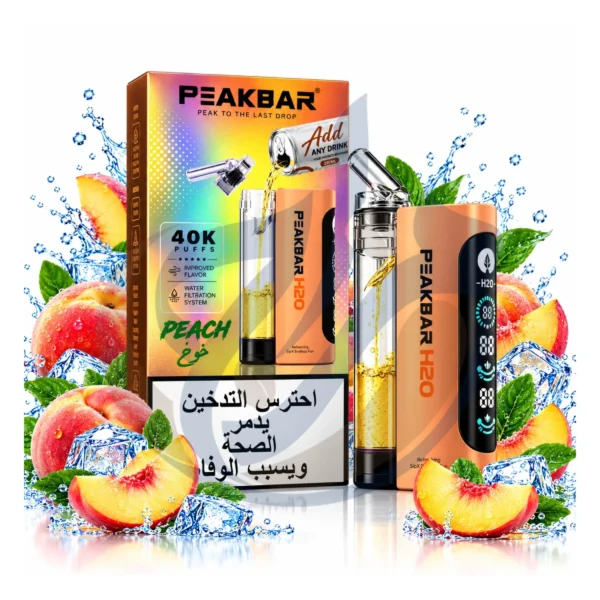 PeakBar H2O 40K Peach Disposable original product image - El Mazaj Vape Store Egypt