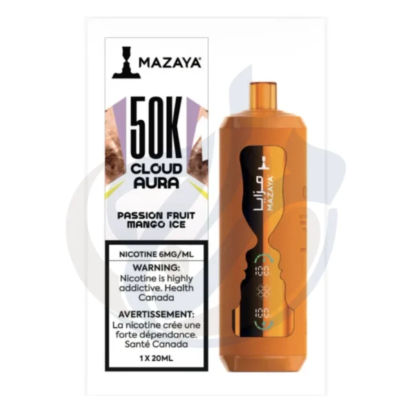 Authentic Mazaya Cloud Aura 50K Passion Fruit Mango Ice Disposable product photo from El Mazaj Smoke & Vape Egypt