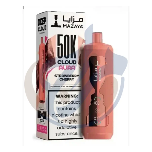 Official verified Mazaya Cloud Aura 50K Strawberry Cherry Disposable at El Mazaj Vape Shop Egypt