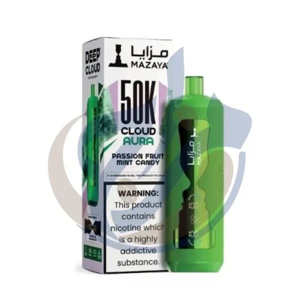 شراء Mazaya Cloud Aura 50K Passion Fruit Mint Candy Disposable أونلاين بضمان الأصالة من متجر المزاج El Mazaj Egypt