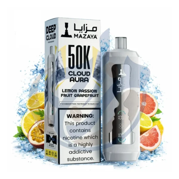احصل على Mazaya Cloud Aura 50K Lemon Passion Fruit Grapefruit Disposable بأفضل سعر في مصر من متجر المزاج