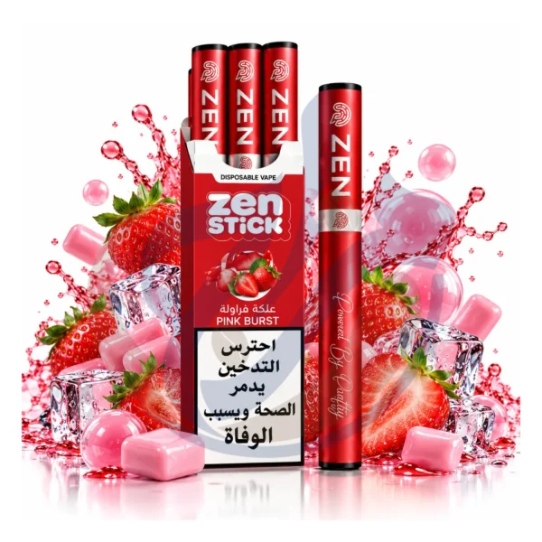 Official verified ZEN Stick (3pcs) Pink Burst Disposable at El Mazaj Vape Shop Egypt
