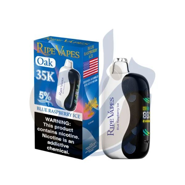 Verified genuine Ripe Vapes Oak 35k Blue Rasperry Disposable presented by El-Mazaj Egypt