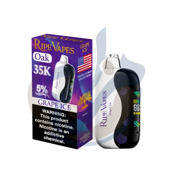 Ripe Vapes Oak 35k Grape Ice Disposable deals and original stock at El Mazaj Vape Store